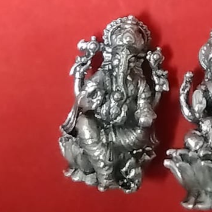 Pure Silver Laxmi Ganesh Antique Idols Set 12g - PUSHMYCART