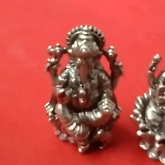 Pure Silver Laxmi Ganesh Antique Idols Set