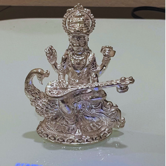 Silver Saraswati Idol for pooja