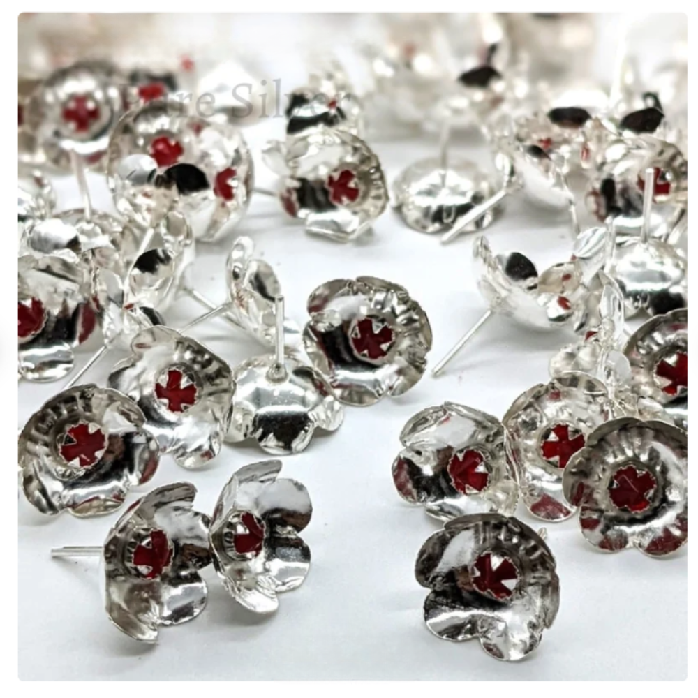 Silver Kundan Flowers Pack Of 108