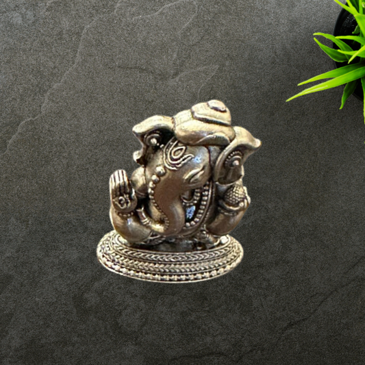 Pure Silver Ganesh Antique Idol 5g 1 Pcs - PUSHMYCART