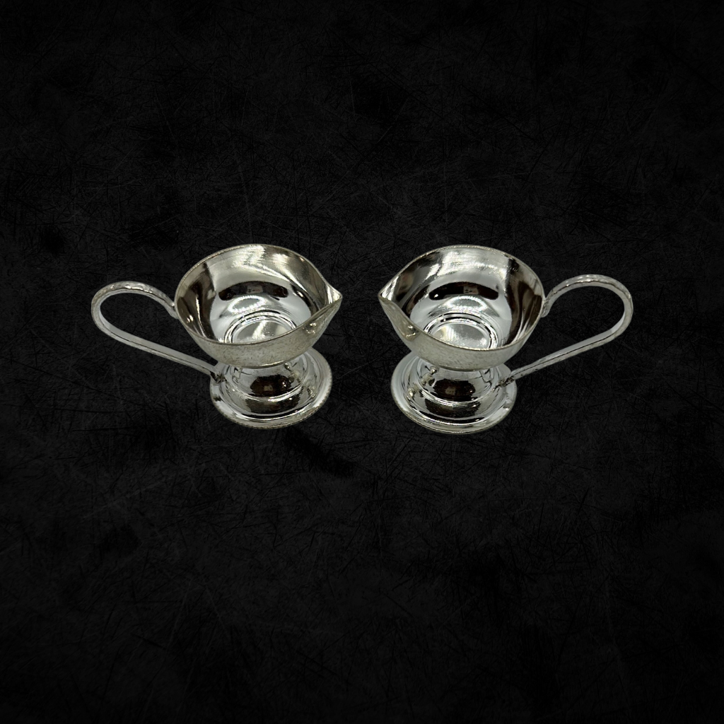 Pure Silver Pair Diyas With Handle 21g - PUSHMYCART