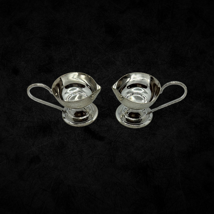 Pure Silver Pair Diyas With Handle 21g - PUSHMYCART