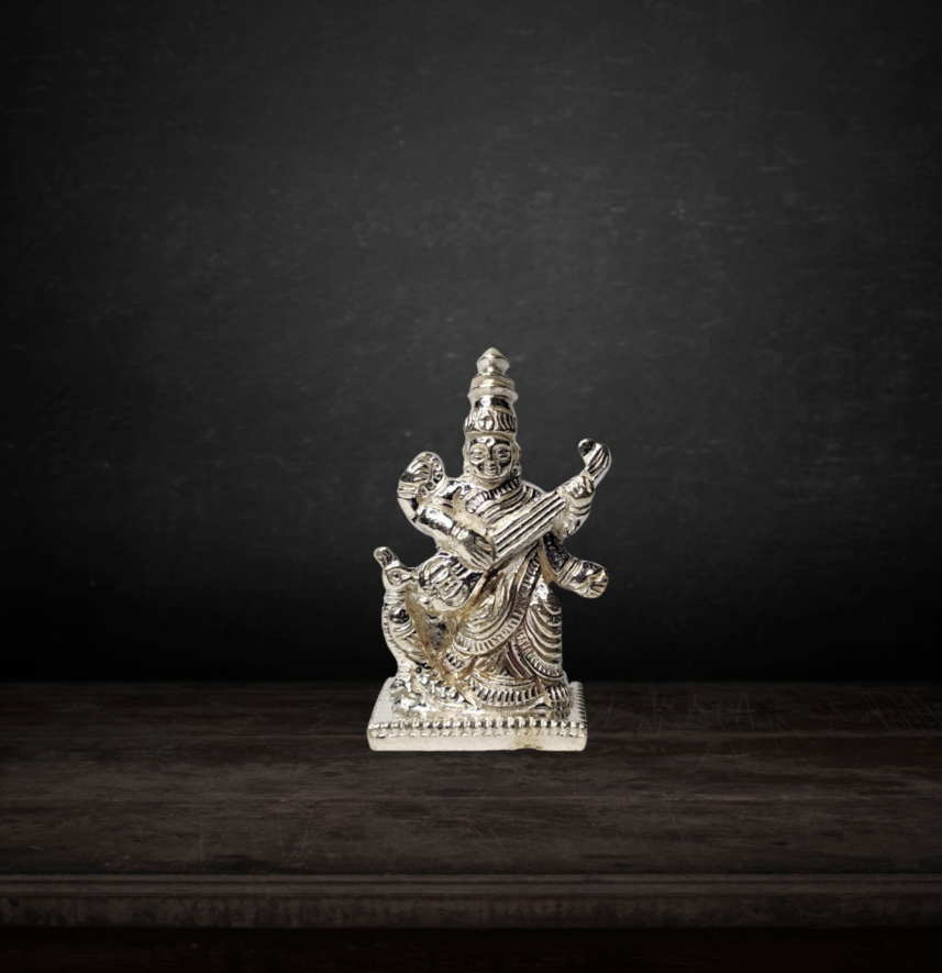 Pure Silver Saraswati Idol 31g - PUSHMYCART