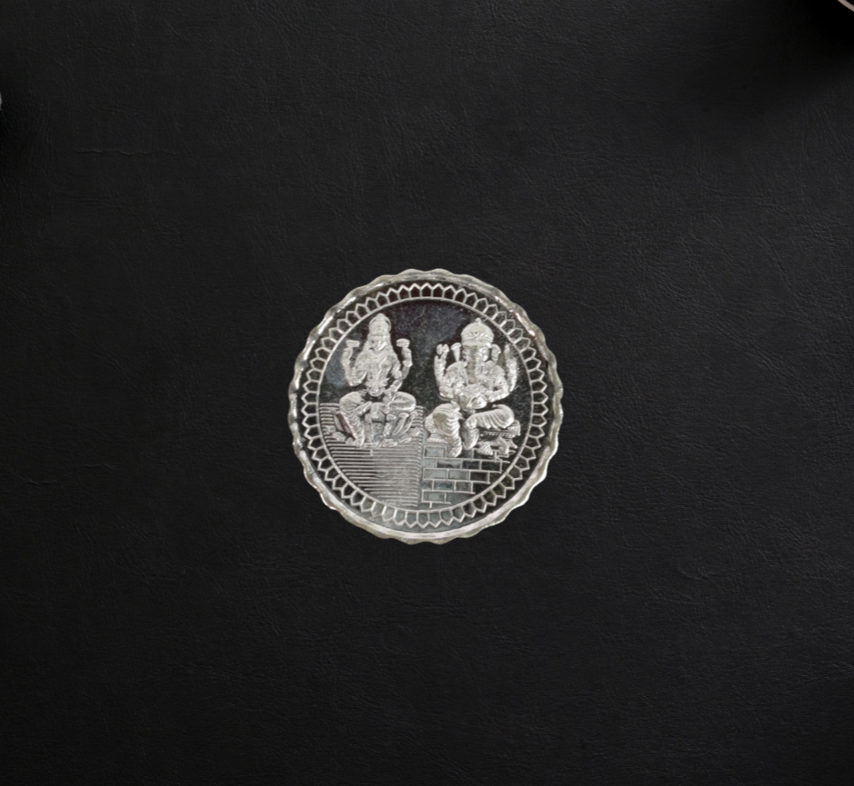 Pure Silver Lakshmi Ganesh Coin 20g - PUSHMYCART