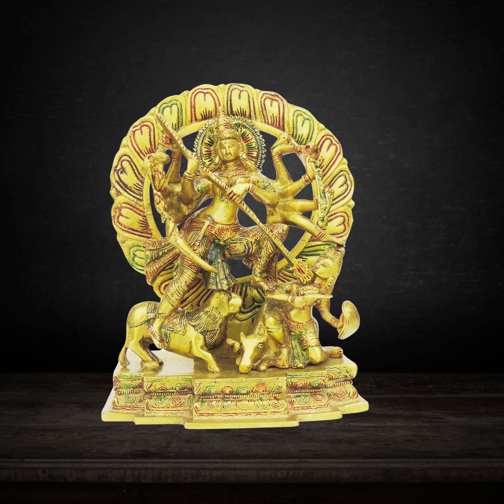 Brass Mahishasur Vardhini Statue