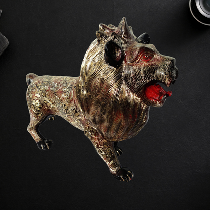 Brass Showpiece Roar Lion Statue