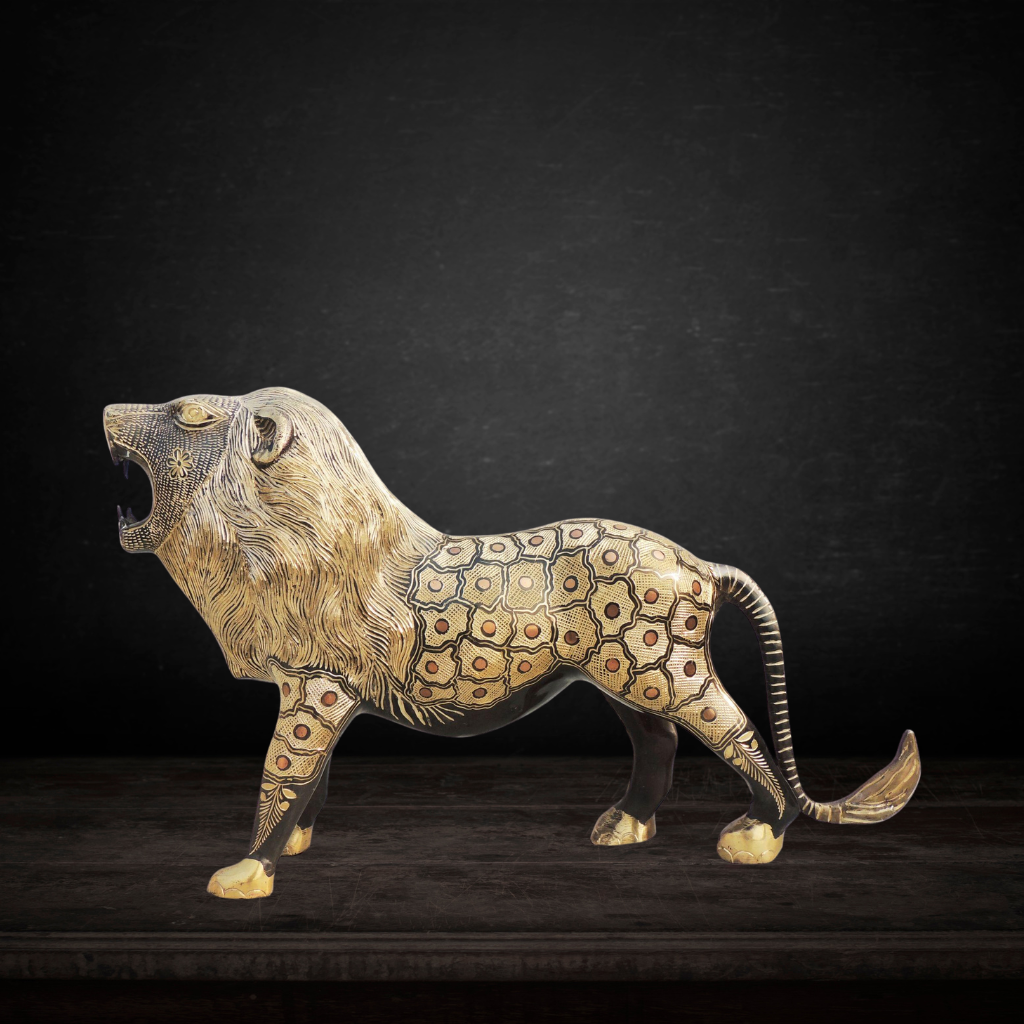 Brass Showpiece Lion Statue