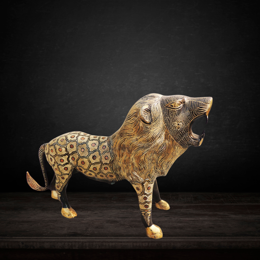 Brass Showpiece Lion Statue