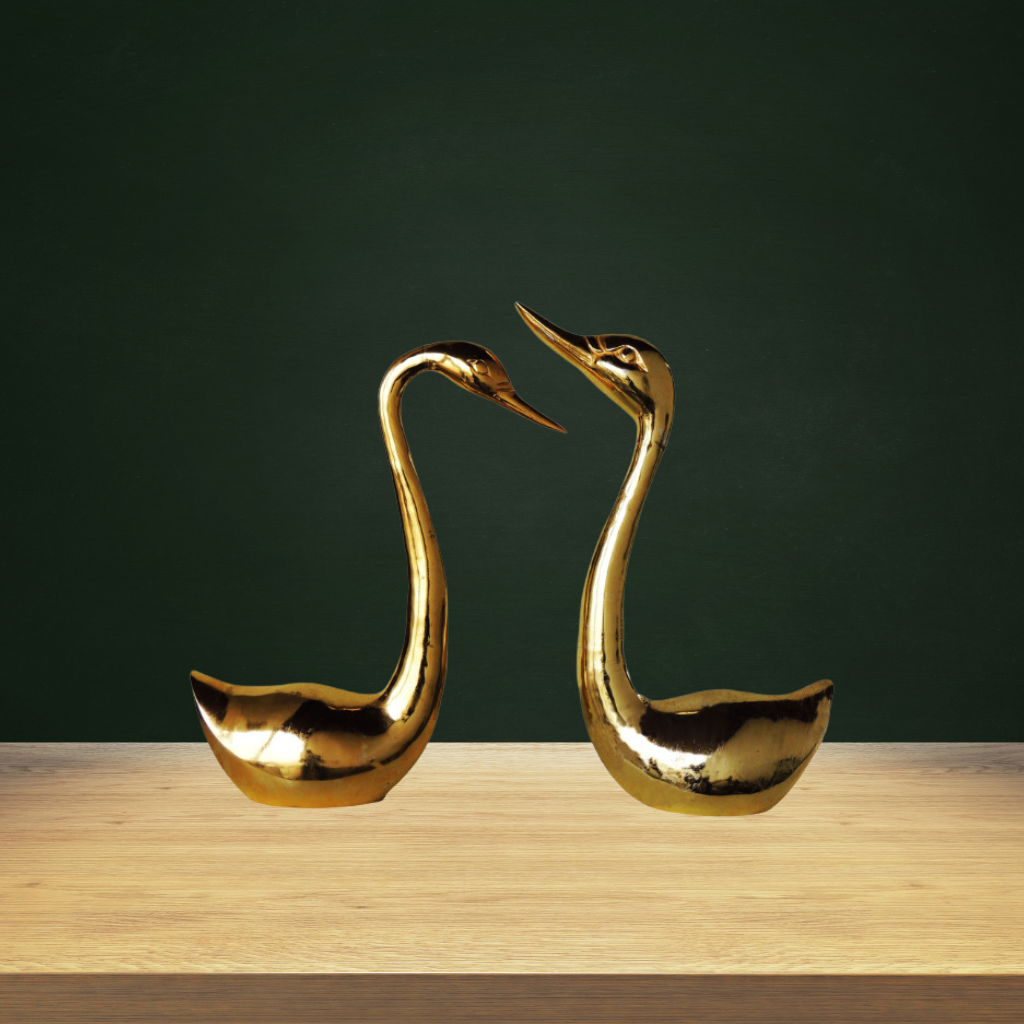 Brass Showpiece Duck Pair Statue