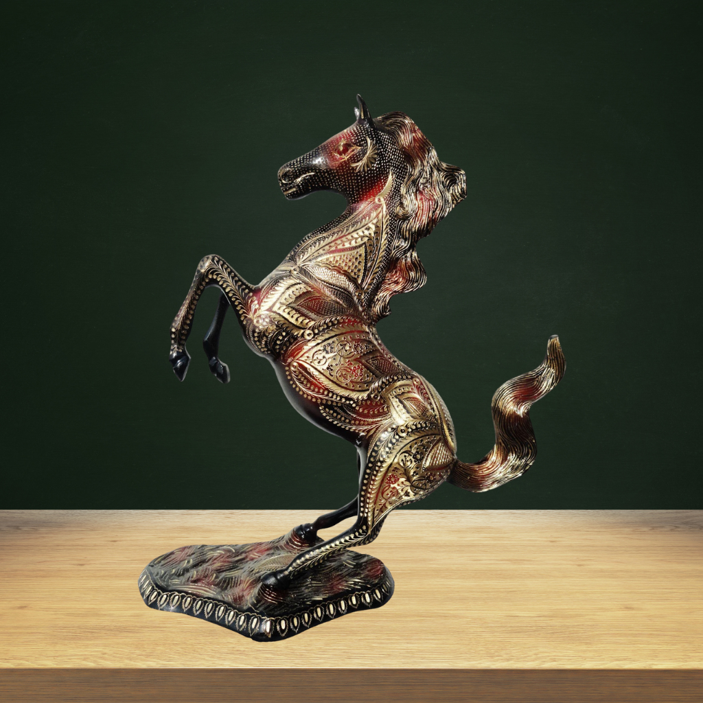 Brass Showpiece Jumping Horse Statue