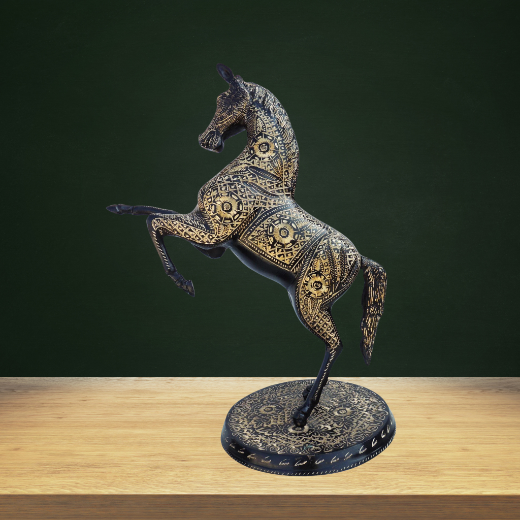 Brass Showpiece Jumping Horse Statue