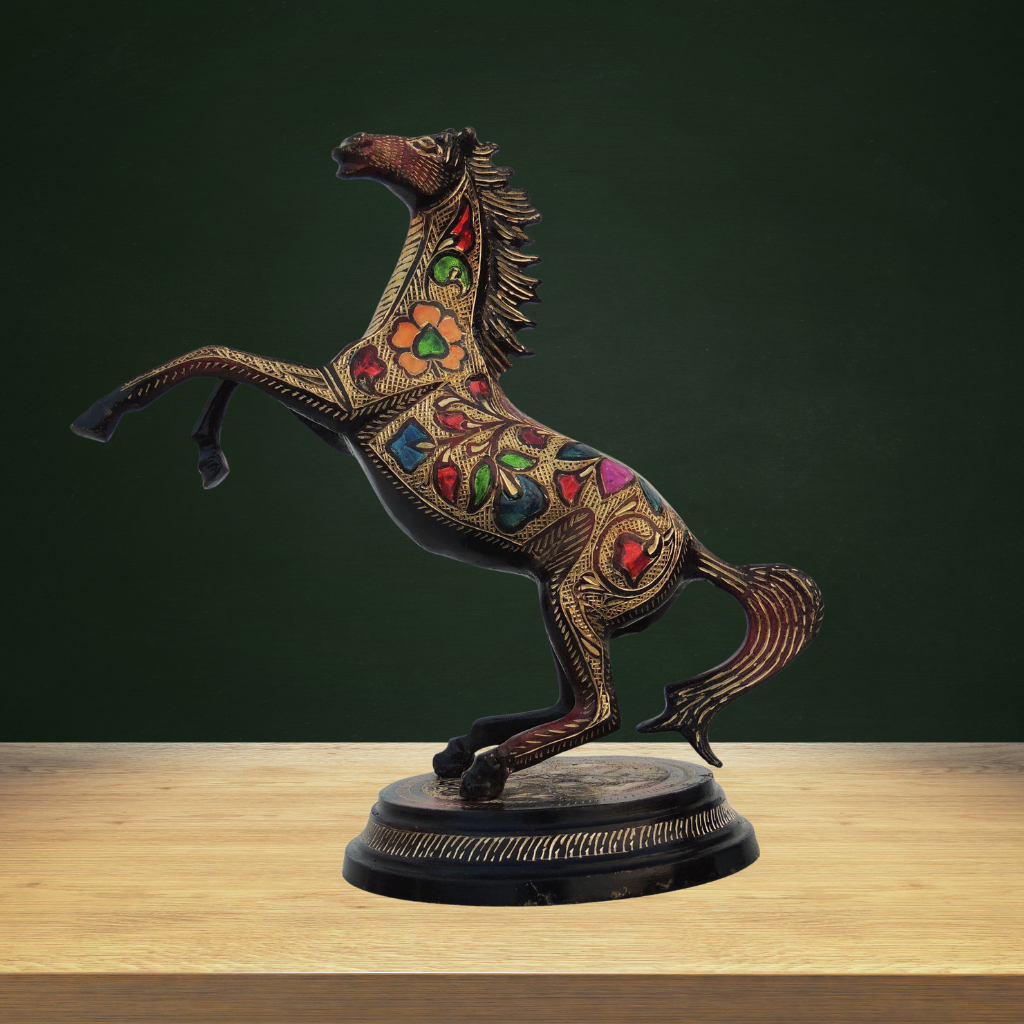 Brass Showpiece Jumping Horse