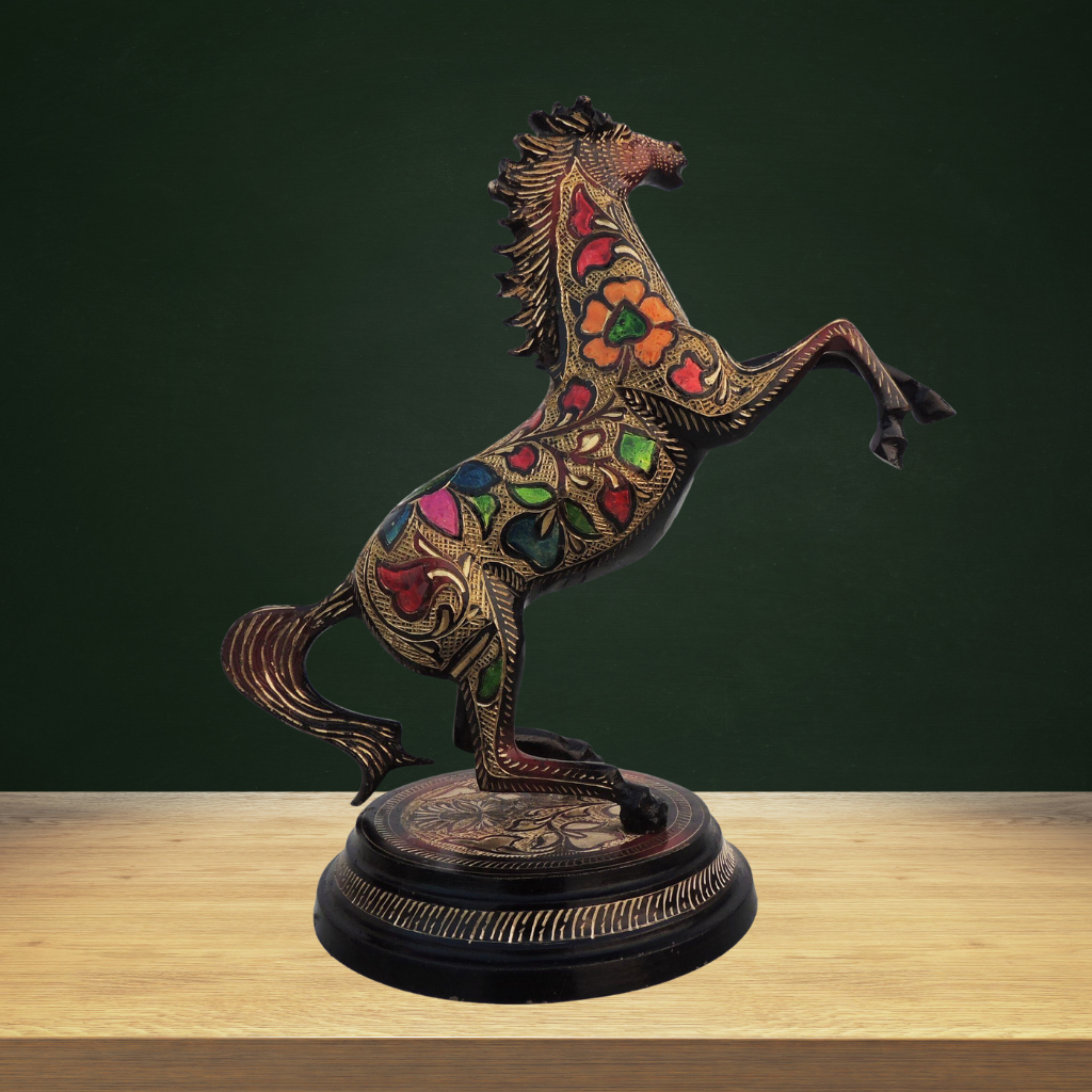 Brass Showpiece Jumping Horse