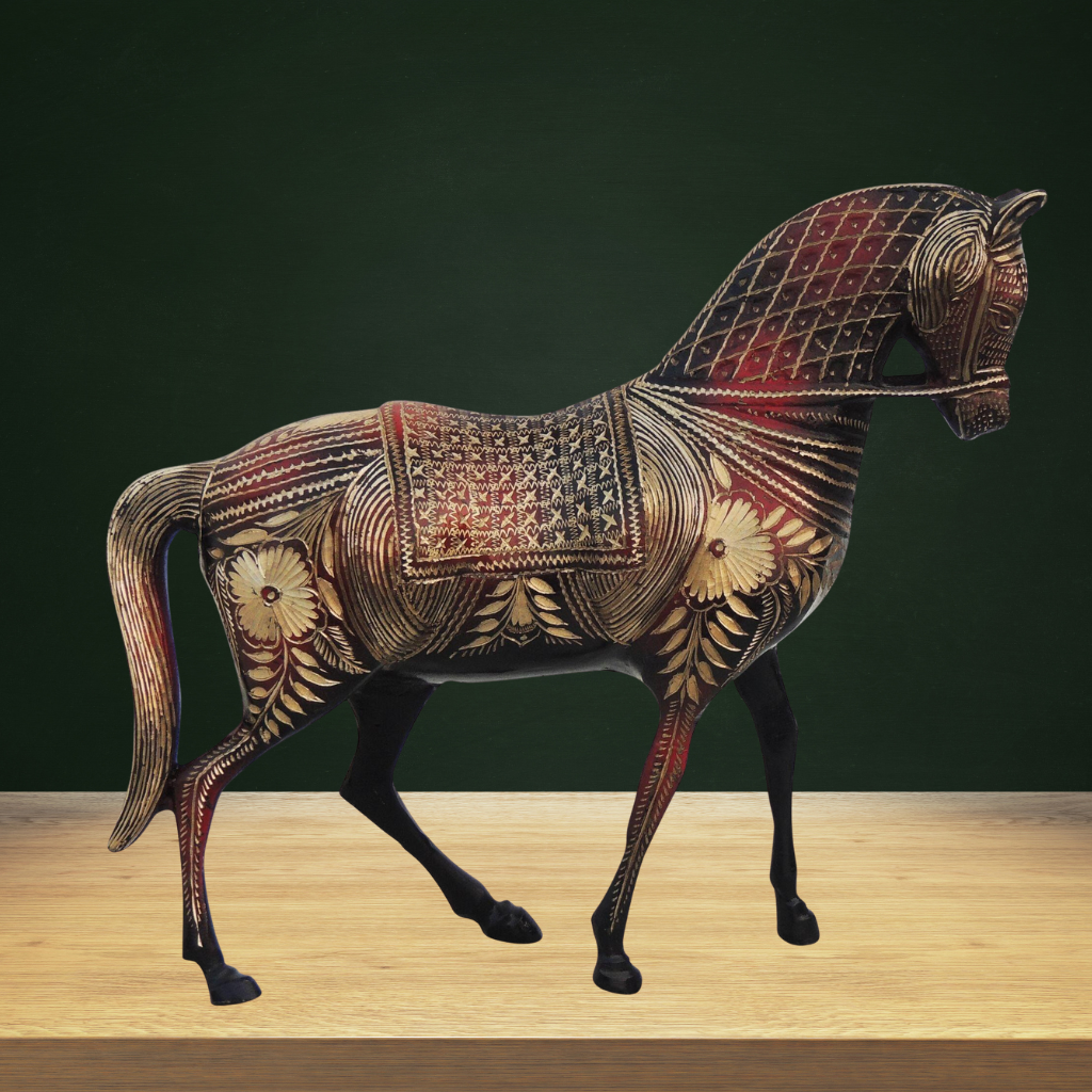 Brass Showpiece Standing Horse Statue