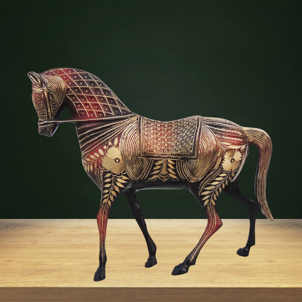 Brass Showpiece Standing Horse Statue