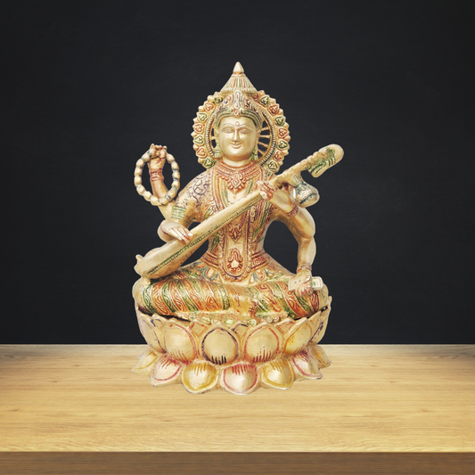 Brass Saraswati Ji Goddess Idol Statue