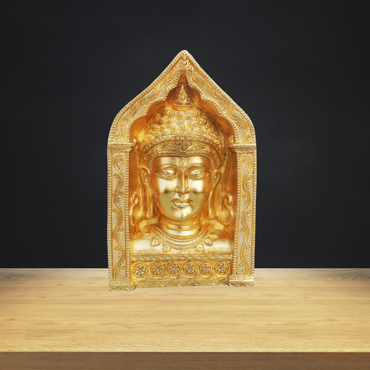 Brass Buddha Face with Frame Statue