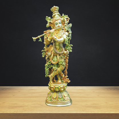 Brass Krishna God Idol Statue