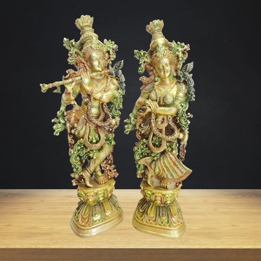 Brass Radha Krishna Pair God Idol Statue