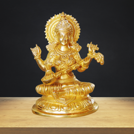 Brass Saraswati Ji Goddess Idol Statue