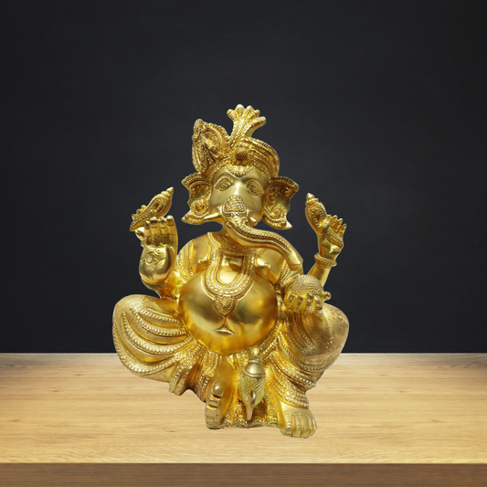 Brass Pankhi Ganesh Ji Statue