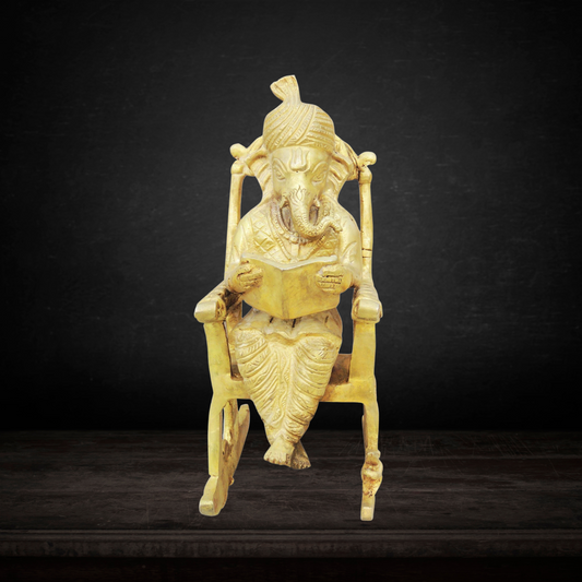 Brass Chair Ganesh Statue