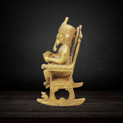 Brass Chair Ganesh Statue