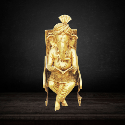 Brass Chair Ganesh Statue