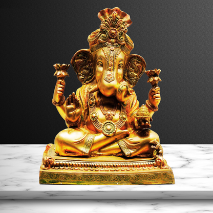 Brass Pagdi Ganesh Statue