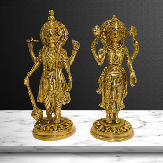 Brass Vishnu Laxmi Idol Statue