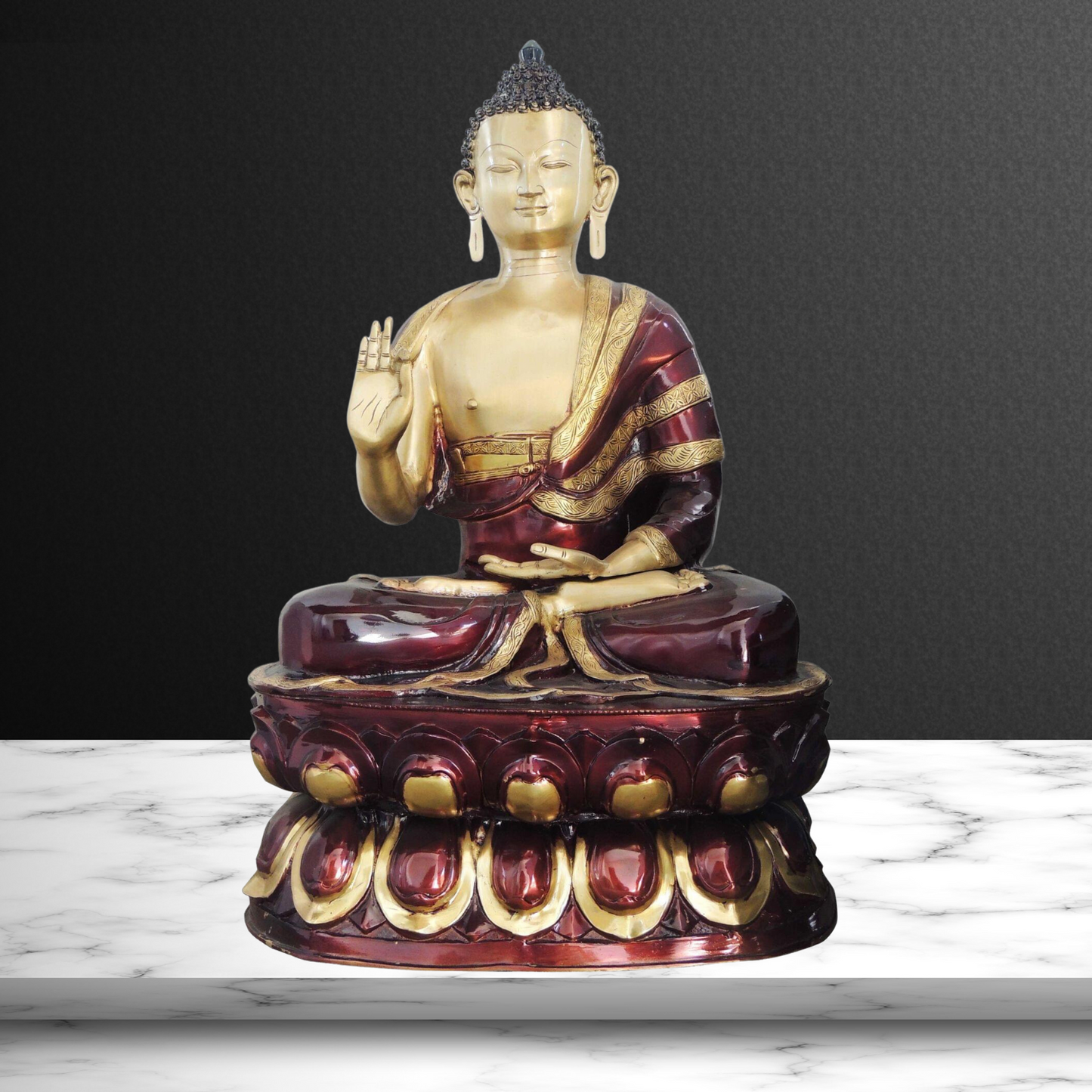 Brass Budha Statue With Antique Finish