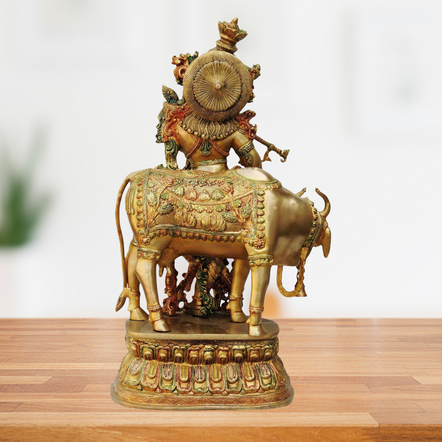 Brass Krishna With Cow Big Idol