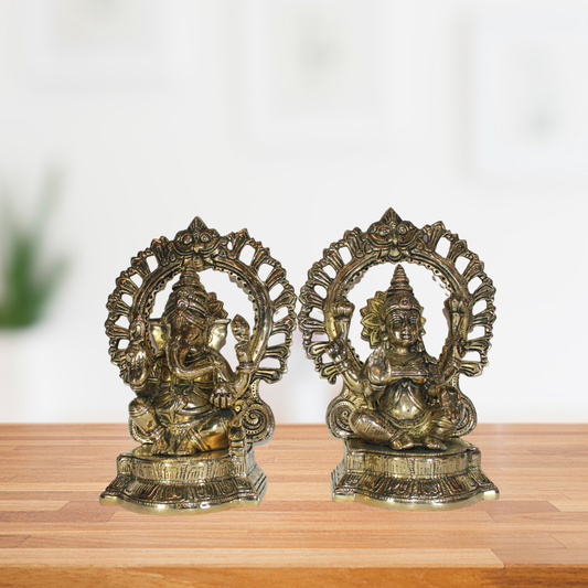 Brass Laxmi Ganesh Idol Statue