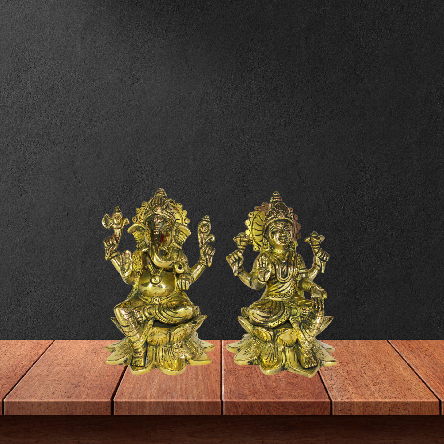 Brass Laxmi Ganesh God Idol Statue