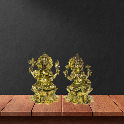 Brass Laxmi Ganesh God Idol Statue