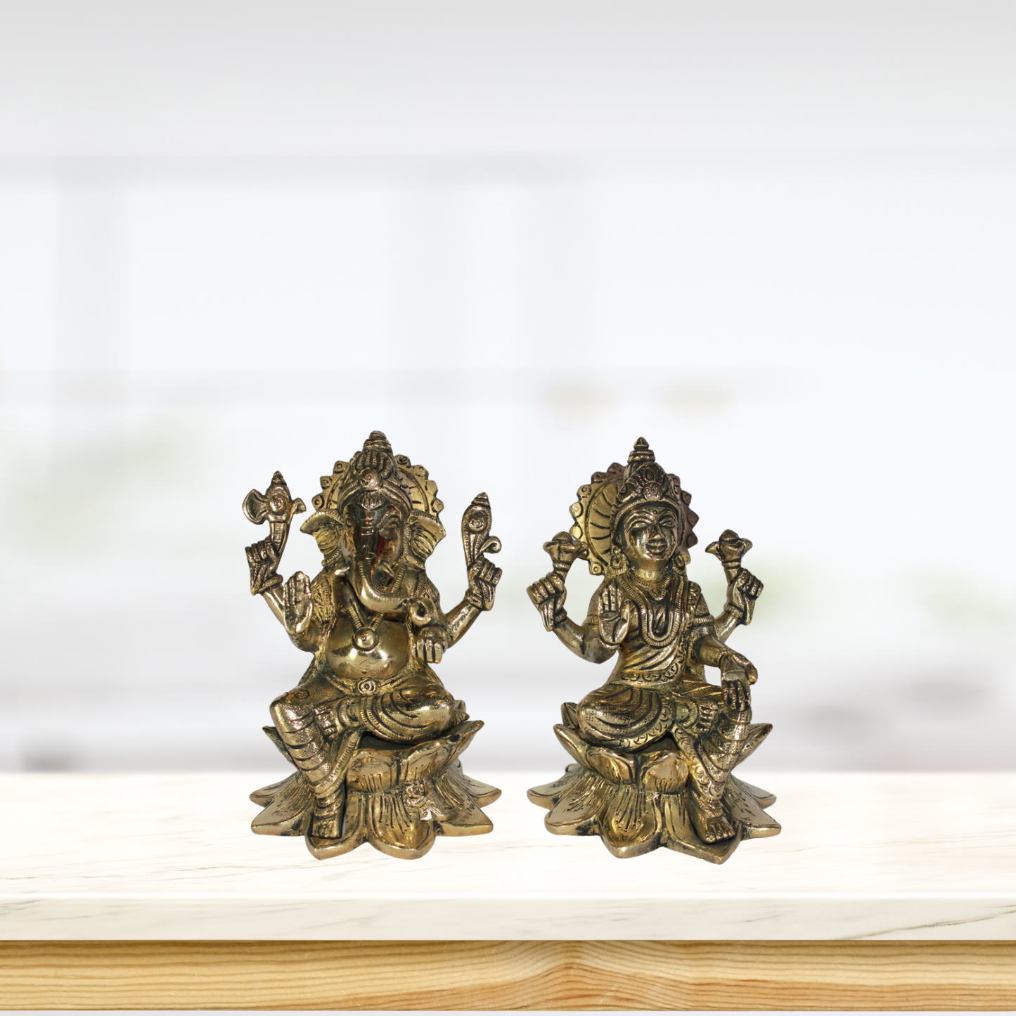 Brass Laxmi Ganesh God Idol Statue