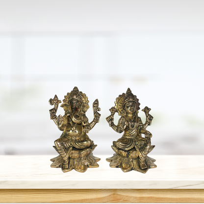 Brass Laxmi Ganesh God Idol Statue