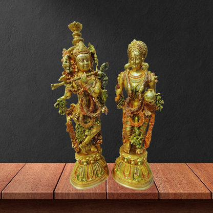 Brass Krishan and Radha Pair God Statue