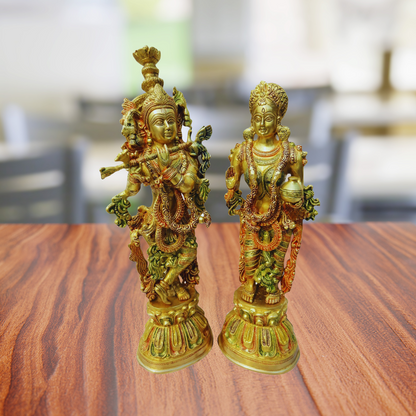 Brass Krishan and Radha Pair God Statue