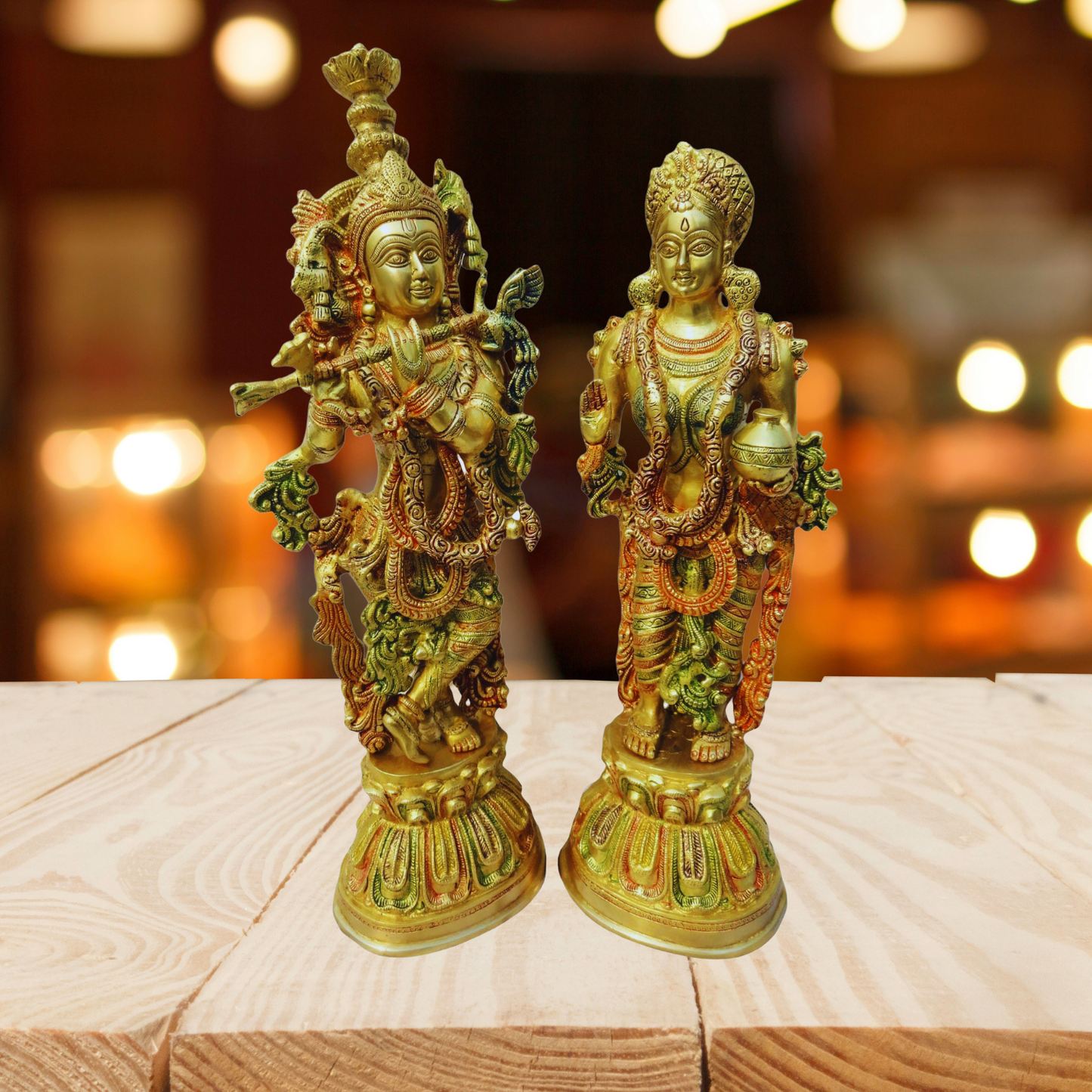 Brass Krishan and Radha Pair God Statue