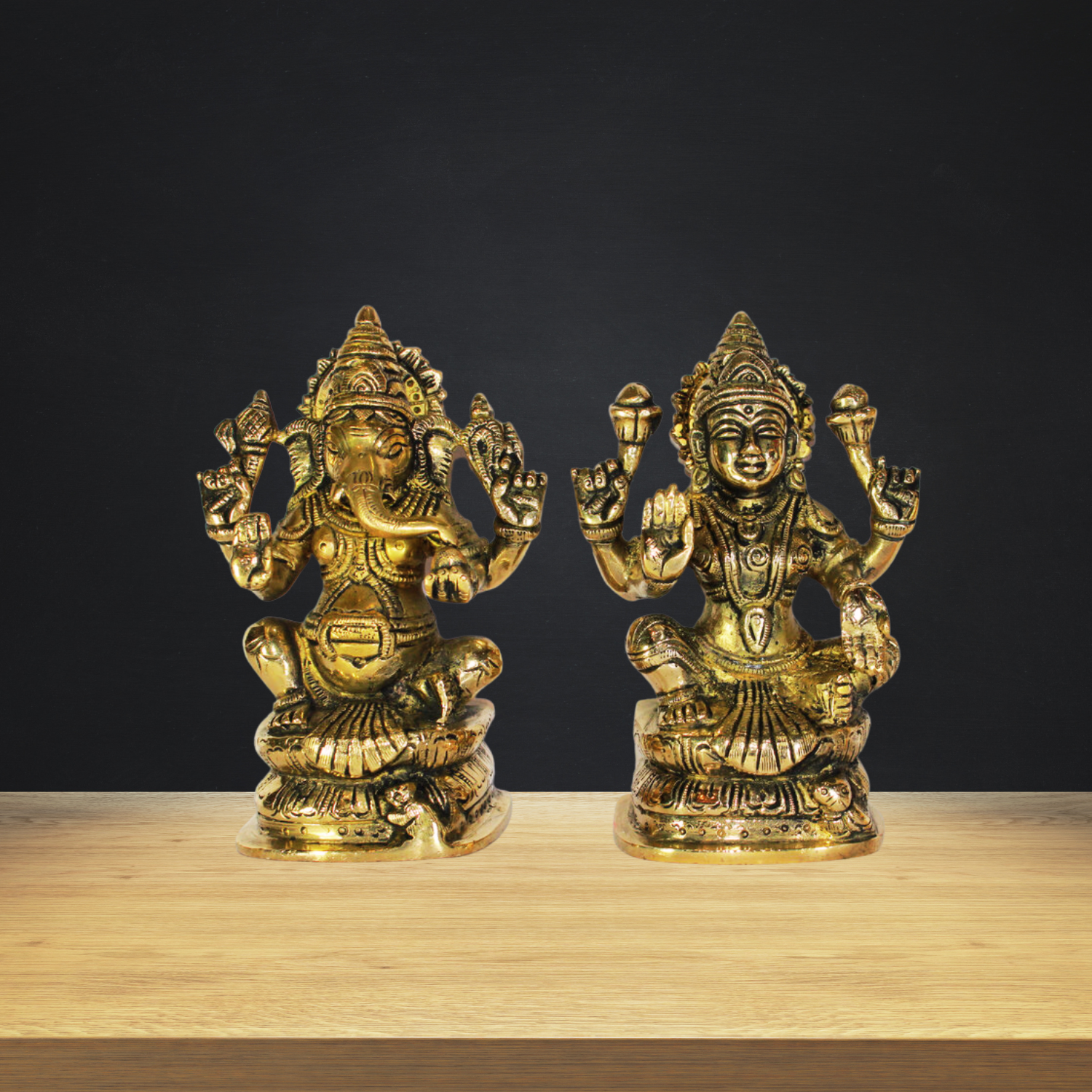 Brass Laxmi Ganesh God Idol Statue