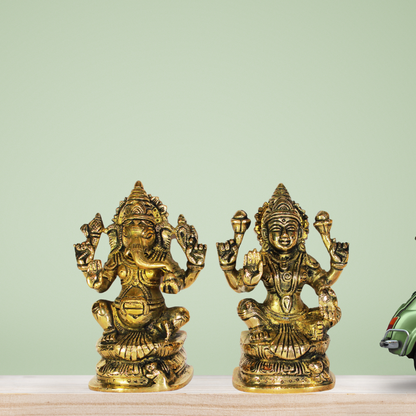 Brass Laxmi Ganesh God Idol Statue