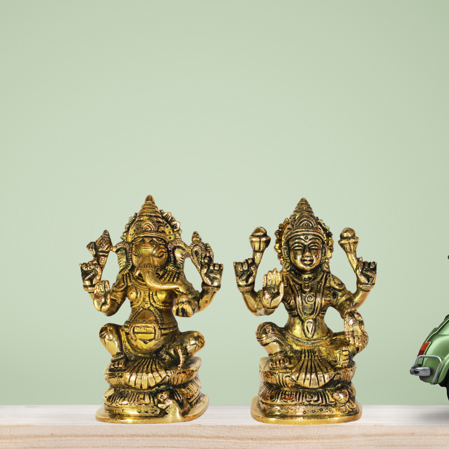 Brass Laxmi Ganesh God Idol Statue