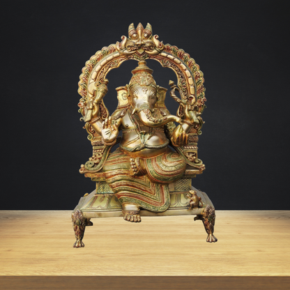 Brass Ganesh Big With Frame Statue