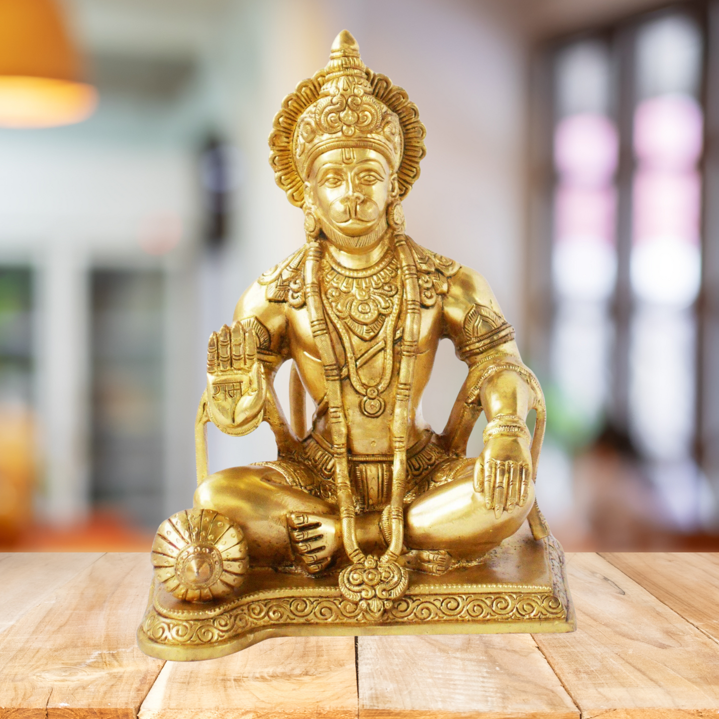 Brass Sitting Hanuman Ji God Idol Statue