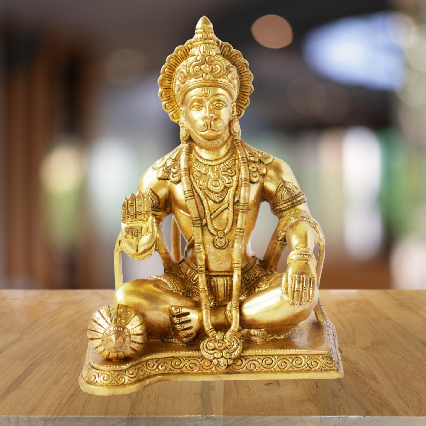 Brass Sitting Hanuman Ji God Idol Statue