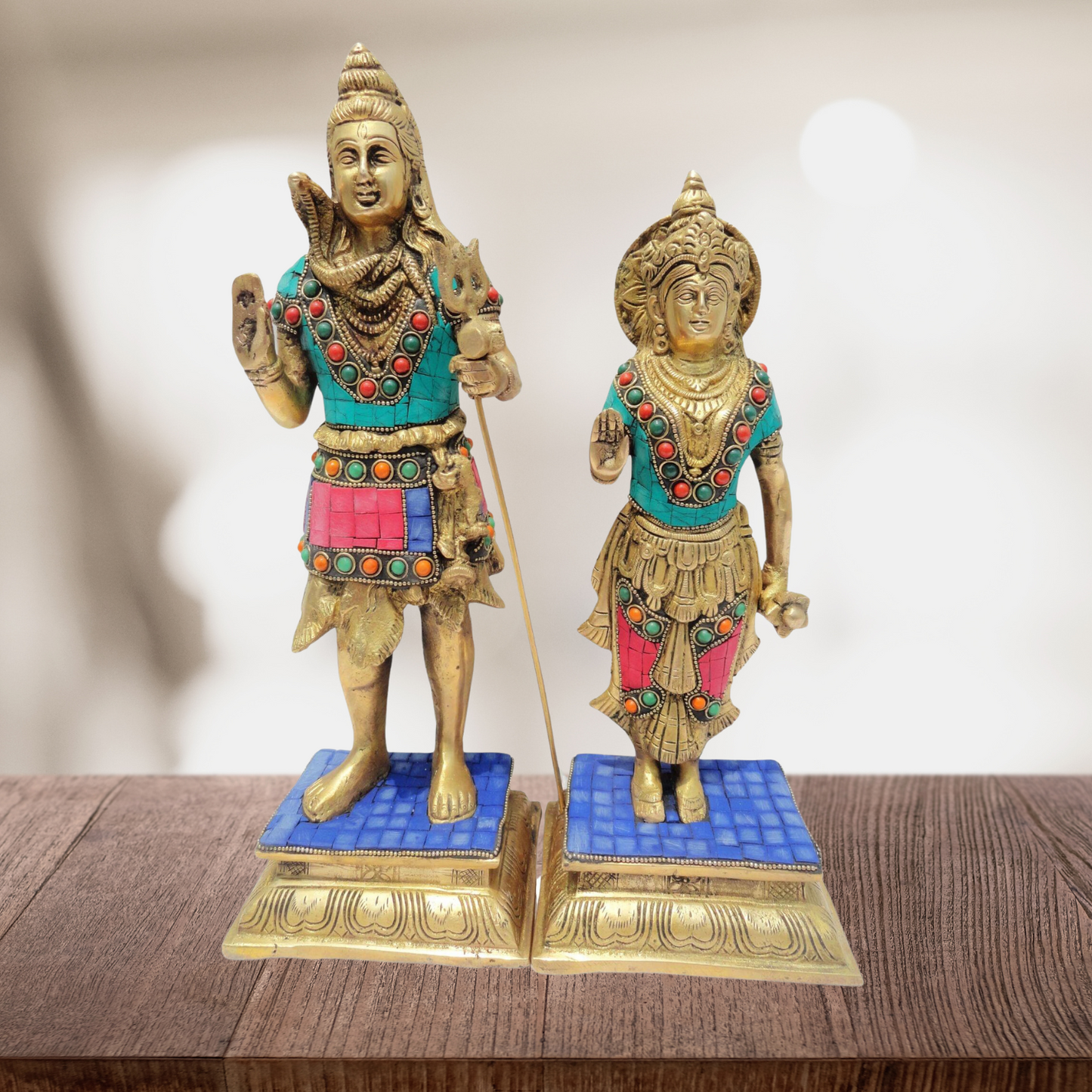 Brass Shiv Parvati Pair God Idol Statue