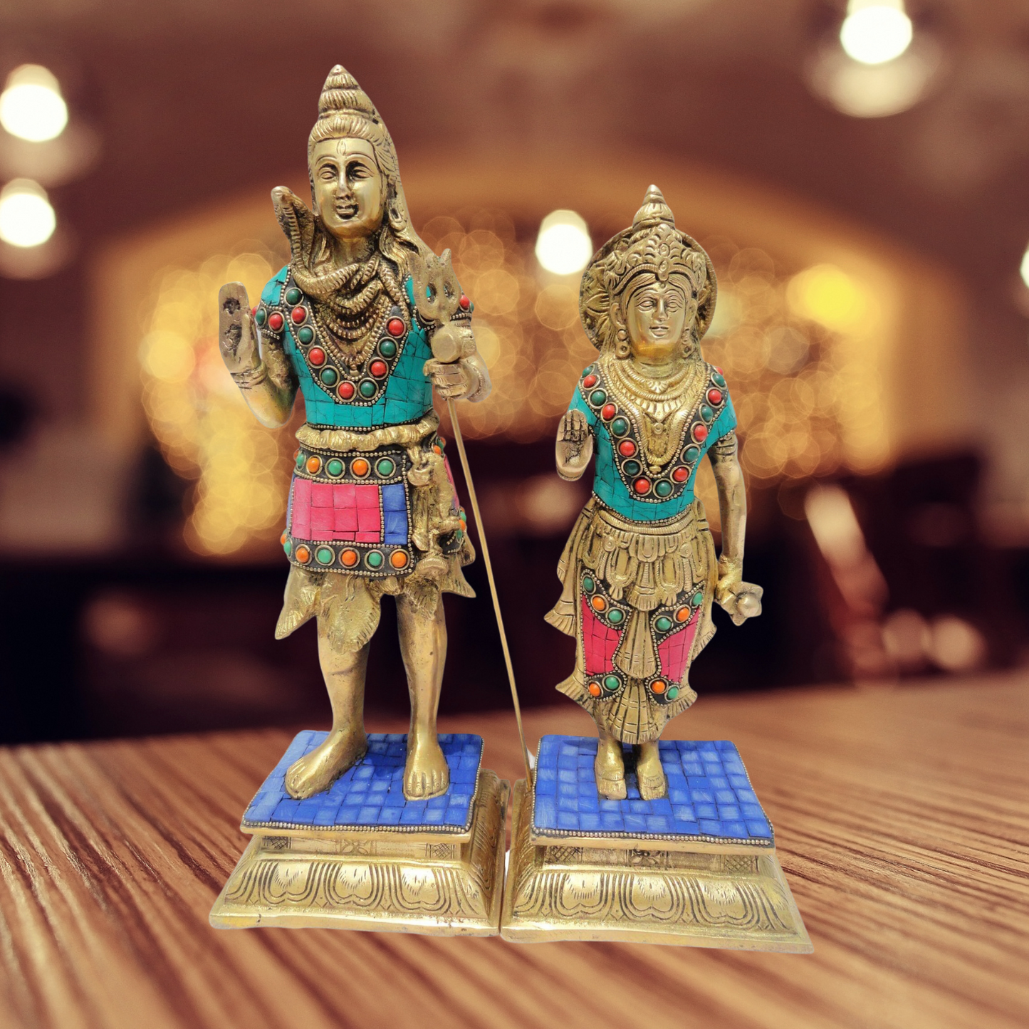 Brass Shiv Parvati Pair God Idol Statue