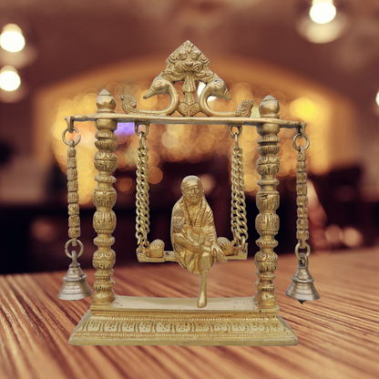 Brass Sai Baba on Jhula Idol Statue